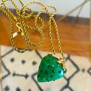 Vintage Kenneth jay lane strawberry crystal necklace RARE